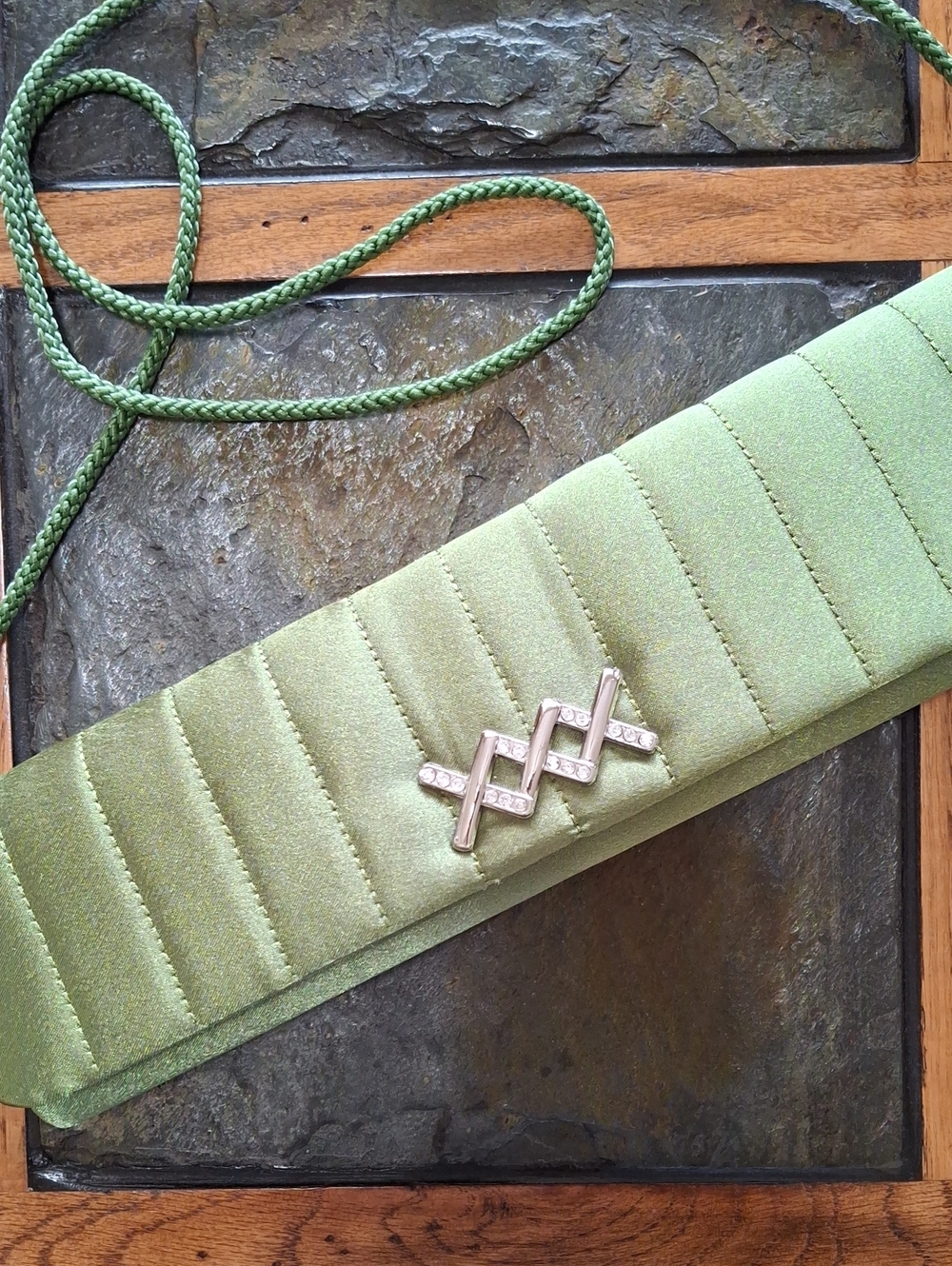 Bijoux Terner Light Green Satin Clutch